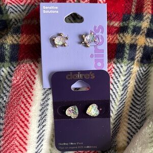 Claire's Dainty Heart Stud Earrings Silver Jewelry